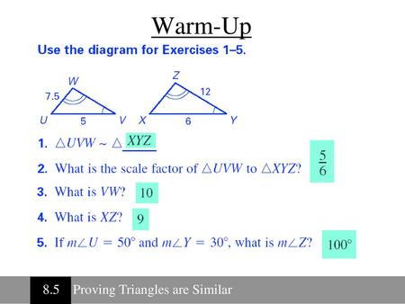 Section 8 5 Proving Triangles Are Similar Ppt Download