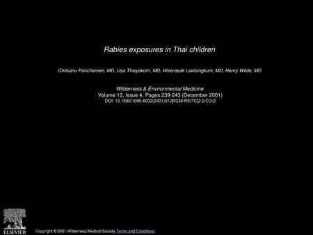 Rabies exposures in Thai children