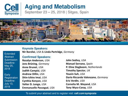 Aging and Metabolism September 23 – 25, 2018 | Sitges, Spain