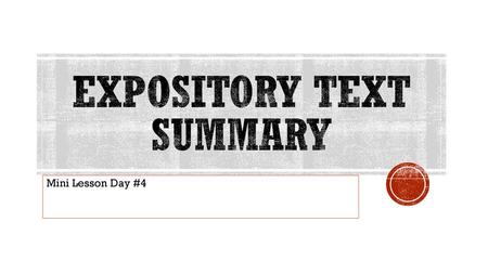 Expository Text Summary