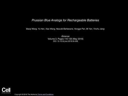 Prussian Blue Analogs for Rechargeable Batteries
