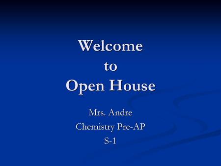 Mrs. Andre Chemistry Pre-AP S-1