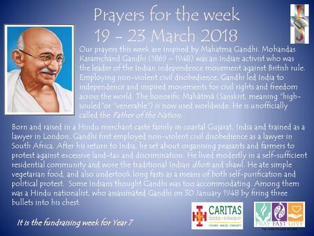 Prayers for the week March 2018