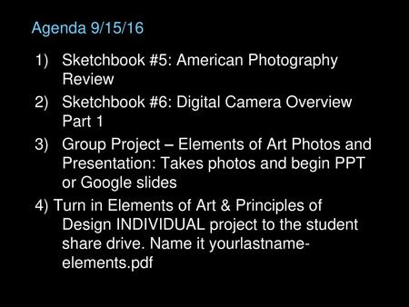 Agenda 9/15/16 Sketchbook #5: American Photography Review