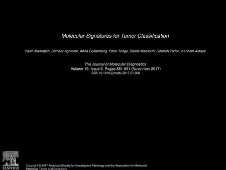 Molecular Signatures for Tumor Classification