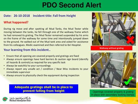 PDO Second Alert Date: Incident title: Fall from Height