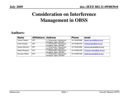 Consideration on Interference Management in OBSS