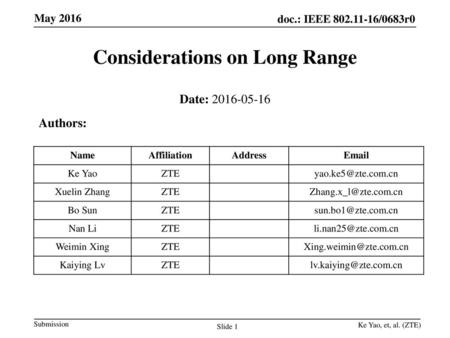 Considerations on Long Range