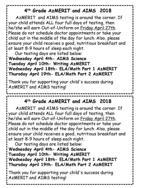 4th Grade AzMERIT and AIMS th Grade AzMERIT and AIMS 2018