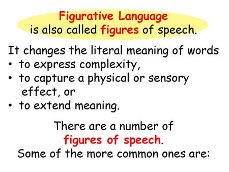 Figurative Language is also called figures of speech. - ppt download