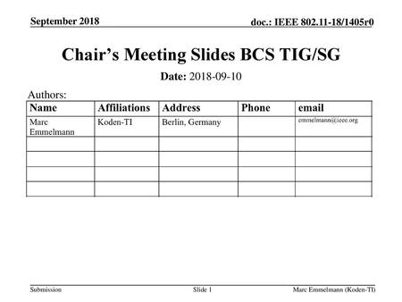Chair’s Meeting Slides BCS TIG/SG