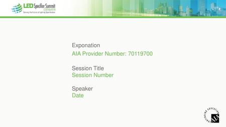 Exponation AIA Provider Number: Session Title Session Number