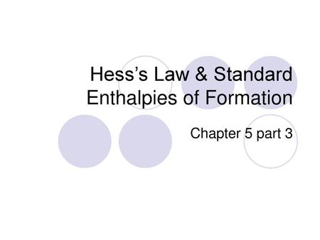 Hess’s Law & Standard Enthalpies of Formation