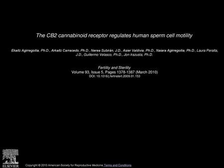 The CB2 cannabinoid receptor regulates human sperm cell motility