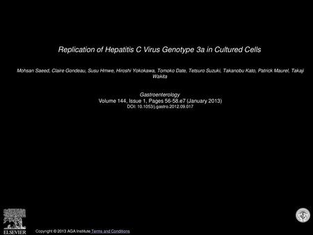 Replication of Hepatitis C Virus Genotype 3a in Cultured Cells