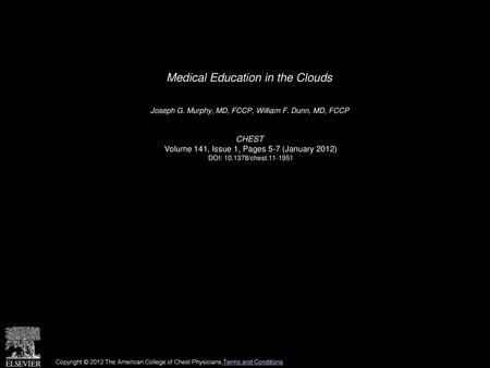 Medical Education in the Clouds