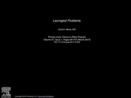 Laryngeal Problems Primary Care: Clinics in Office Practice