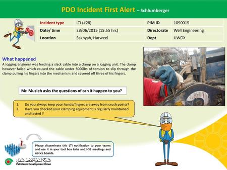 PDO Incident First Alert – Schlumberger