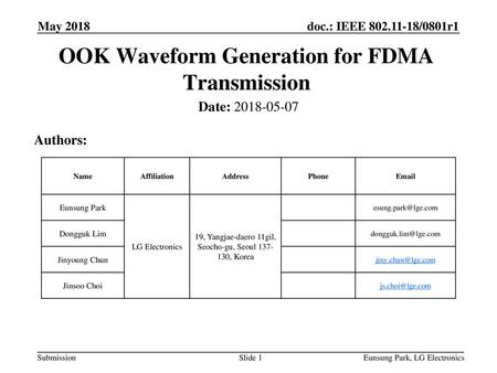 OOK Waveform Generation for FDMA Transmission