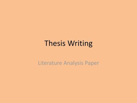 Literature Analysis Paper