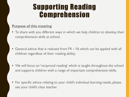 Supporting Reading Comprehension