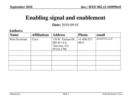 Enabling signal and enablement