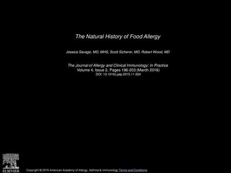 The Natural History of Food Allergy