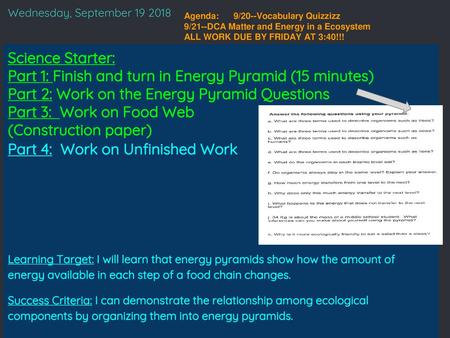 Part 1: Finish and turn in Energy Pyramid (15 minutes)