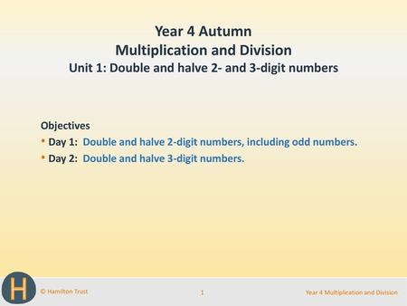 Year 4 Autumn Multiplication and Division