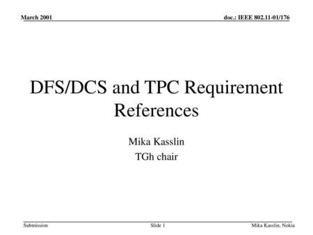 DFS/DCS and TPC Requirement References
