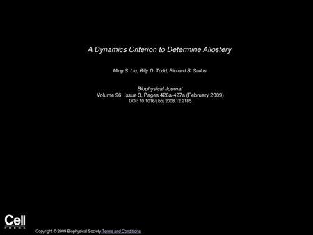 A Dynamics Criterion to Determine Allostery