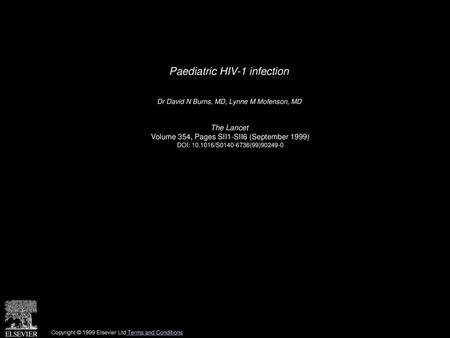 Paediatric HIV-1 infection