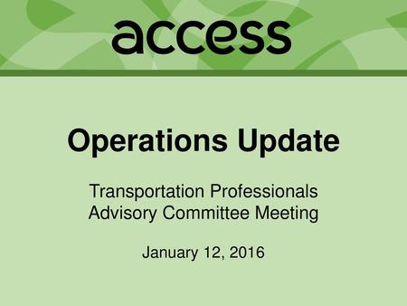 Transportation Professionals Advisory Committee Meeting