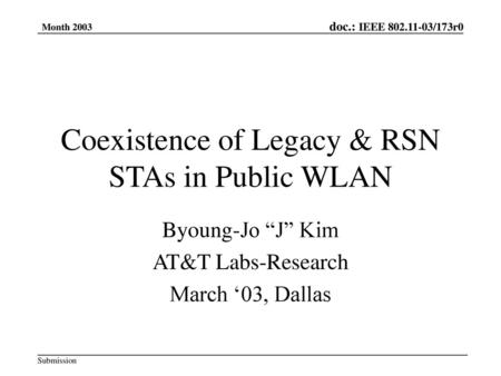 Coexistence of Legacy & RSN STAs in Public WLAN