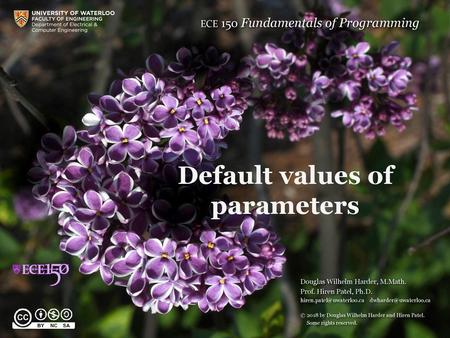 Default values of parameters