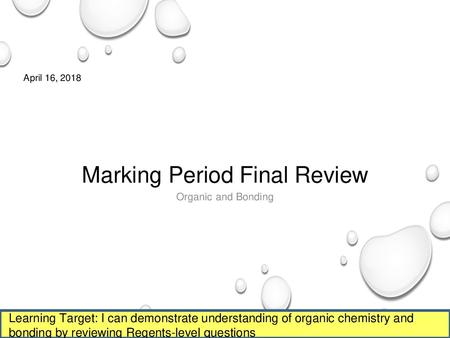 Marking Period Final Review