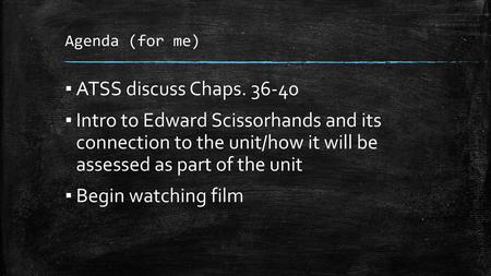 Agenda (for me) ATSS discuss Chaps