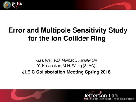 Error and Multipole Sensitivity Study for the Ion Collider Ring