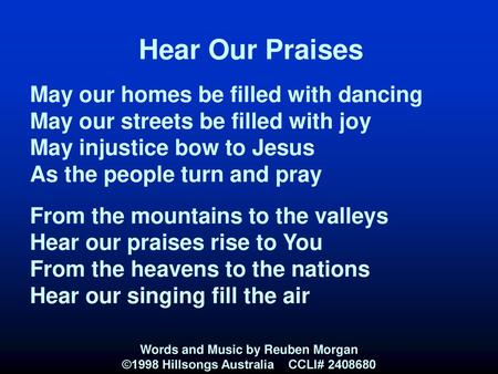 Heavenly Lyrics - [ Hear Our Praises Lyrics ] Hear Our