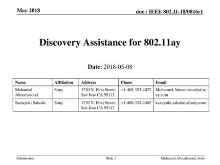 Discovery Assistance for ay