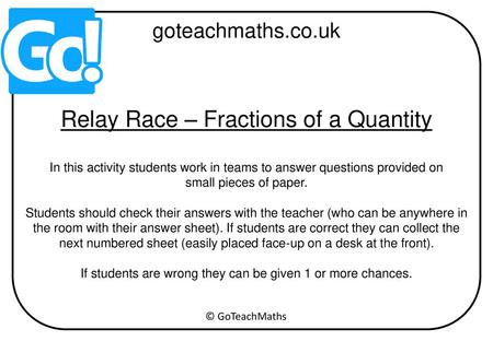 Relay Race – Fractions of a Quantity