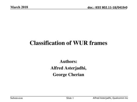 Classification of WUR frames
