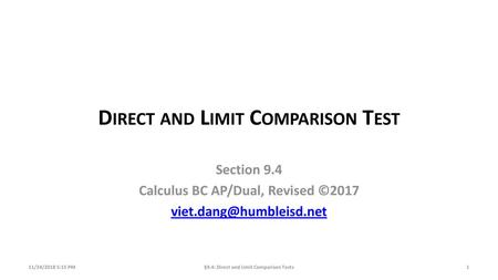 Direct and Limit Comparison Test