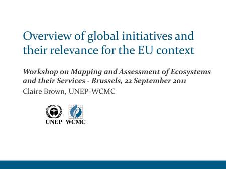Overview of global initiatives and their relevance for the EU context