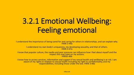 3.2.1 Emotional Wellbeing: Feeling emotional