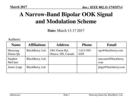 A Narrow-Band Bipolar OOK Signal and Modulation Scheme