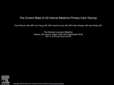 The Current State of US Internal Medicine Primary Care Training