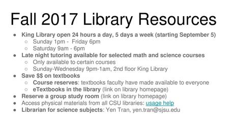 Fall 2017 Library Resources