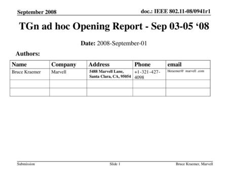 TGn ad hoc Opening Report - Sep ‘08