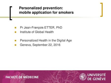 Personalized prevention: mobile application for smokers